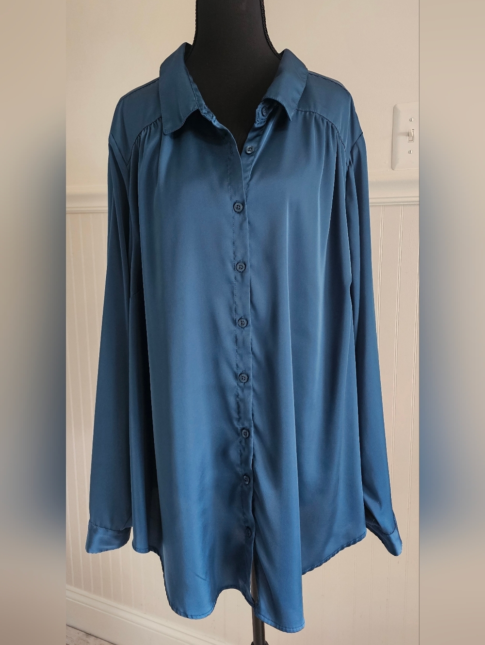 Torrid Silky Teal Button-Down Blouse 4X